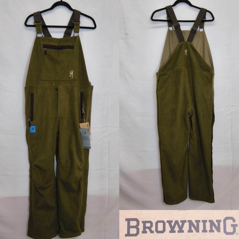 Browning Hydro Fleece Bibs Men's M Green Waterproof Insulated NWT #W4896